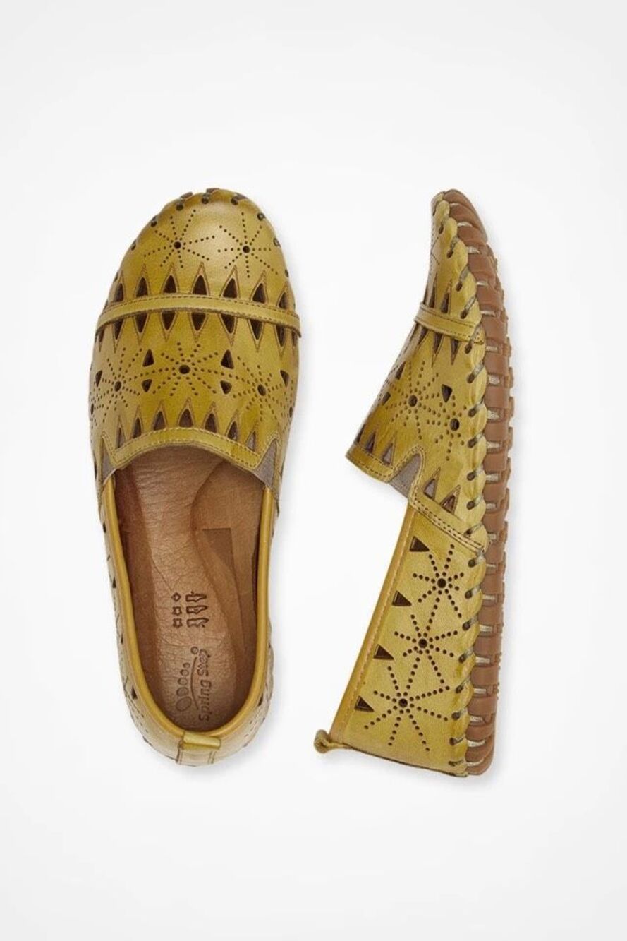 Spring Step Fusaro Leather Cutout Slip On Comfort Flats Bohemian yellow EUR 39 8